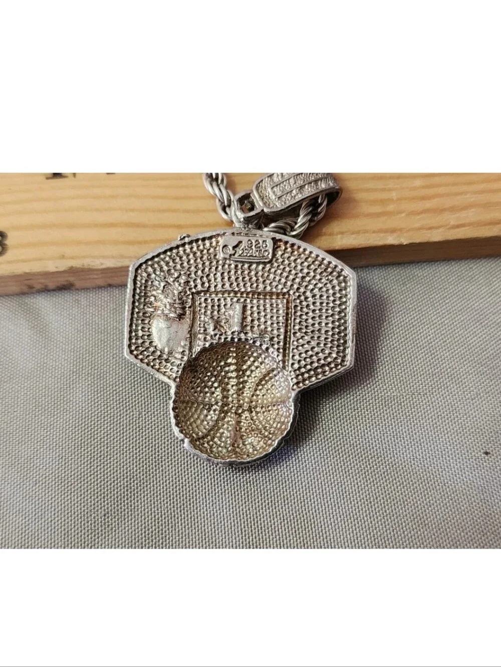 Sterling Silver Basketball Hoop Pendant Only Used Marked/Tested+